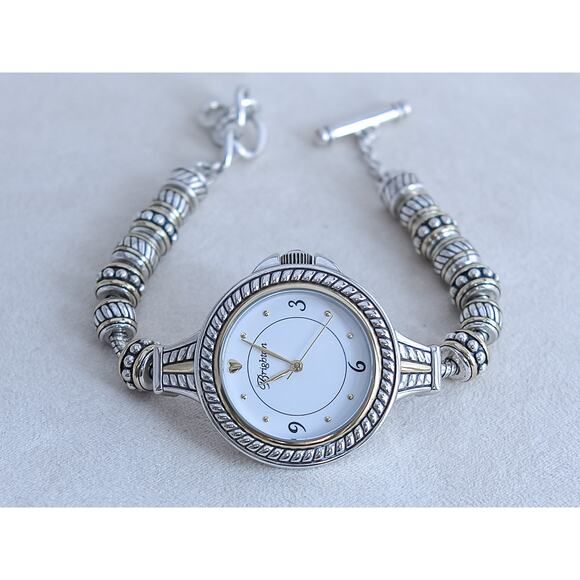 Brighton Solana Heights Charm Watch Two Tone Gold Silver Toggle Clasp 7-8" Works - Picture 7 of 9